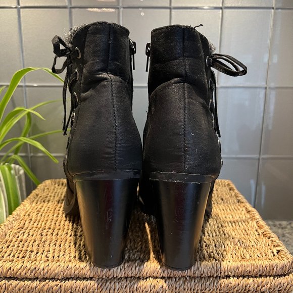 RAMPAGE Ankle Boot Sz 9 1/2M Zip Up w/Faux Side Laces Black 3" Heel - Picture 2 of 11